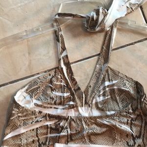 Leopard print fitted polyester & spandex dress